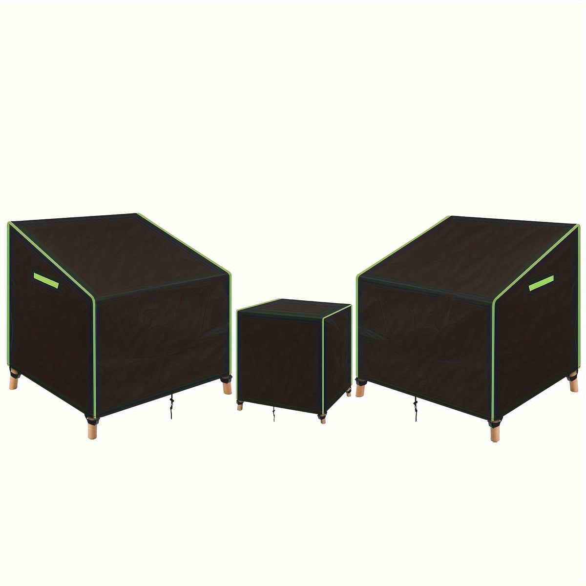Outdoor Furniture Table - ชุดผ้าคลุมเก้าอี้สนาม 3 ชิ้น กันน้ำ สำหรับเก้าอี้เท้าแขนและโต๊ะข้างในสวน ทนทานต่อรังสียูวี