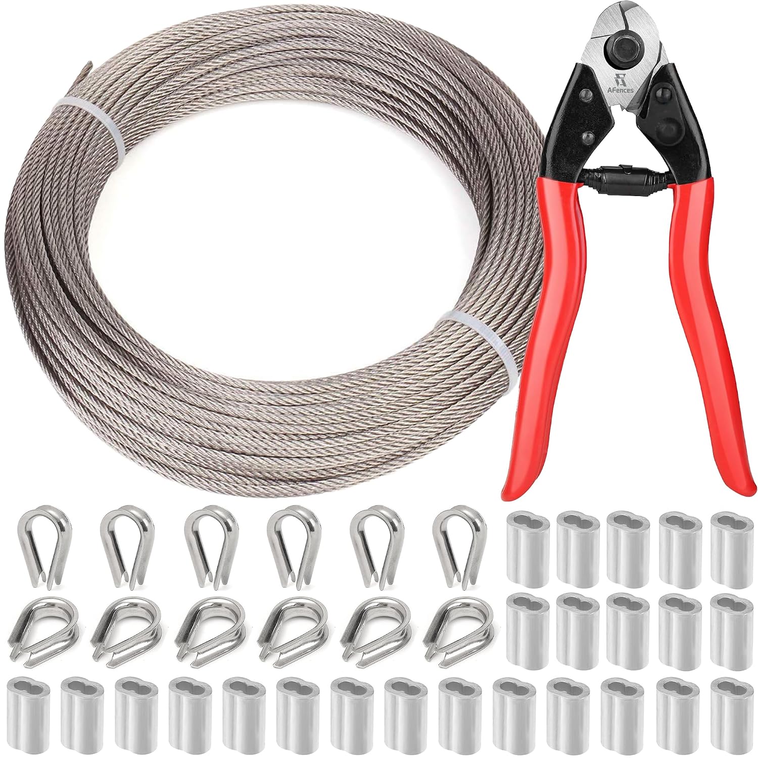 Outdoor Furniture Rope - สายเคเบิลสแตนเลสพร้อมปลอกหุ้มแบบห่วงสำหรับงานหนัก เหมาะสำหรับราวระเบียง ไฟแขวน สวน และงาน DIY