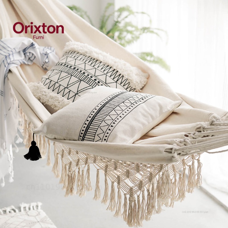 Outdoor Furniture Brand - เปลญวนขนาดใหญ่สำหรับ 2 คน สไตล์โบโฮ แบบมาคราเม่ บราซิลเลียน