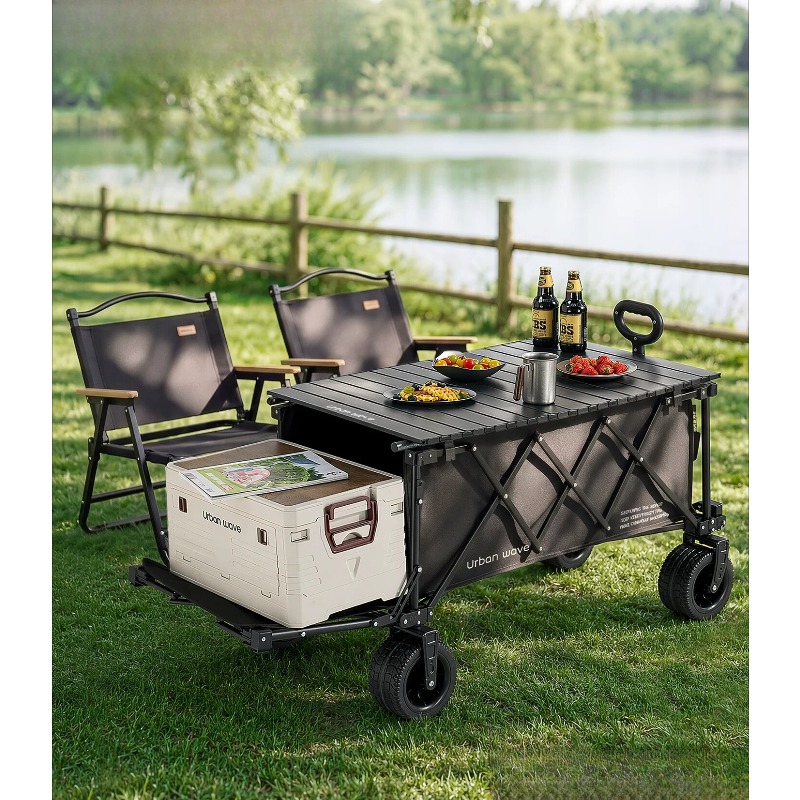 Outdoor Furniture Metal - รถเข็นแคมป์ปิ้งพับได้ รถเข็นอเนกประสงค์สำหรับใช้งานกลางแจ้ง ปรับเอนนอนได้ เหมาะสำหรับเด็ก ปิกนิก แคมป์ปิ้ง