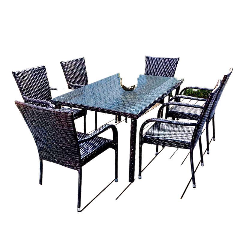 Outdoor Furniture Table - ชุดโต๊ะและเก้าอี้หวายสำหรับกลางแจ้ง ห้องนั่งเล่น ลานบ้าน ชุดโต๊ะและเก้าอี้สำหรับลานบ้าน ระเบียงครอบครัว ชุดนั่งดื่มชา