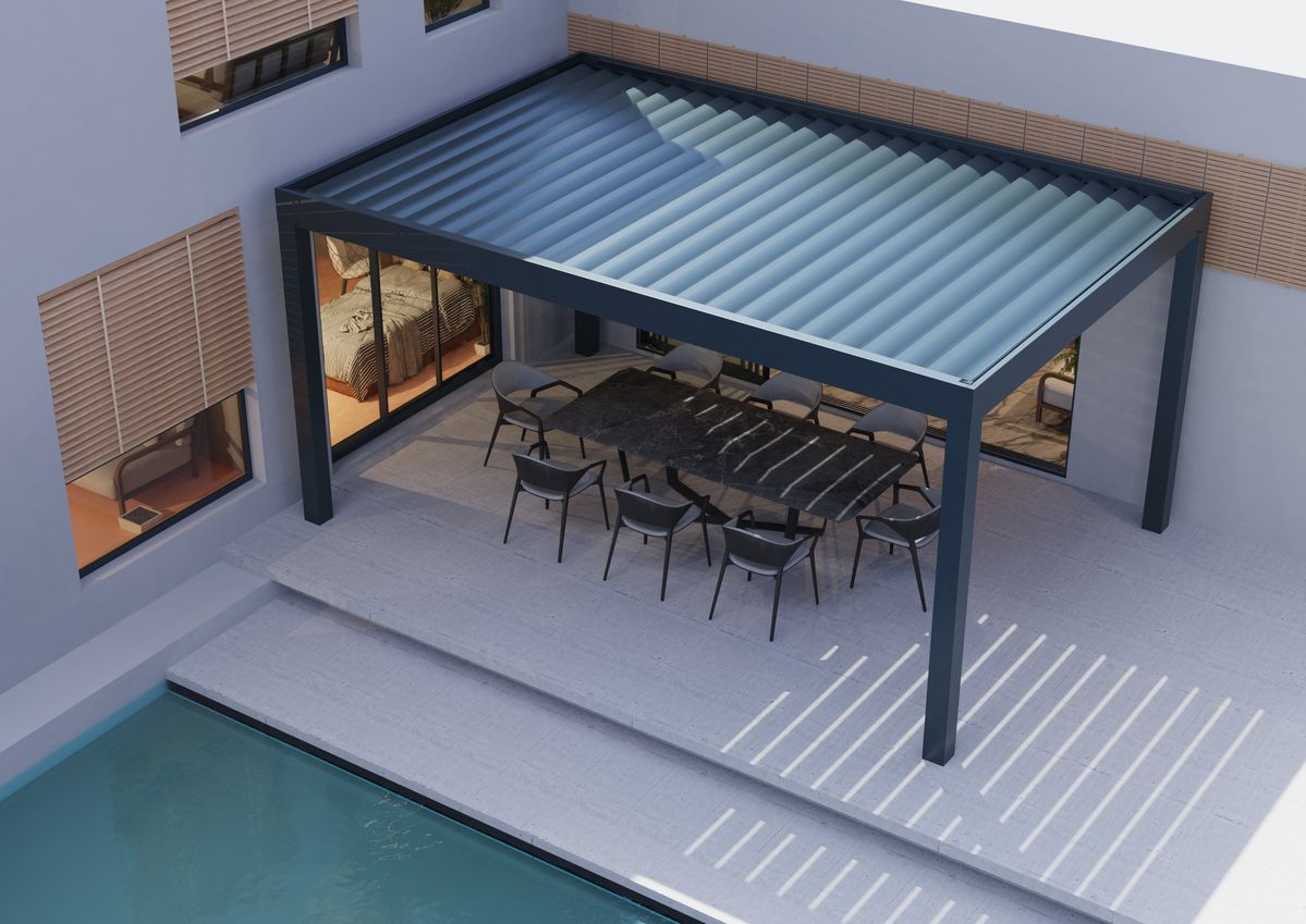Outdoor Furniture Gazebo - ศาลาทรงสี่เหลี่ยมผืนผ้าอลูมิเนียมอัลลอยด์ราคาประหยัดสำหรับสวนหลังบ้าน พร้อมม่านปรับได้ กันฝนด้วยระบบไฟฟ้า เหมาะสำหรับจัดงานปาร์ตี้กลางแจ้งในสวน