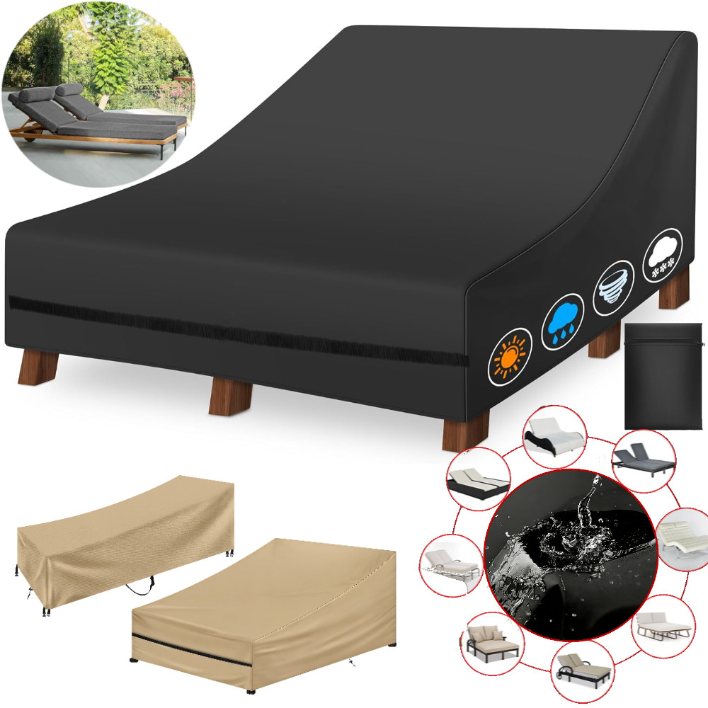 Outdoor Furniture Varnish - ผ้าคลุมเก้าอี้ชายหาดแบบกันน้ำ สำหรับเก้าอี้เดี่ยว/คู่ แบบกว้าง สำหรับกลางแจ้ง ทำจากหวาย ใช้คลุมเตียงอาบแดด