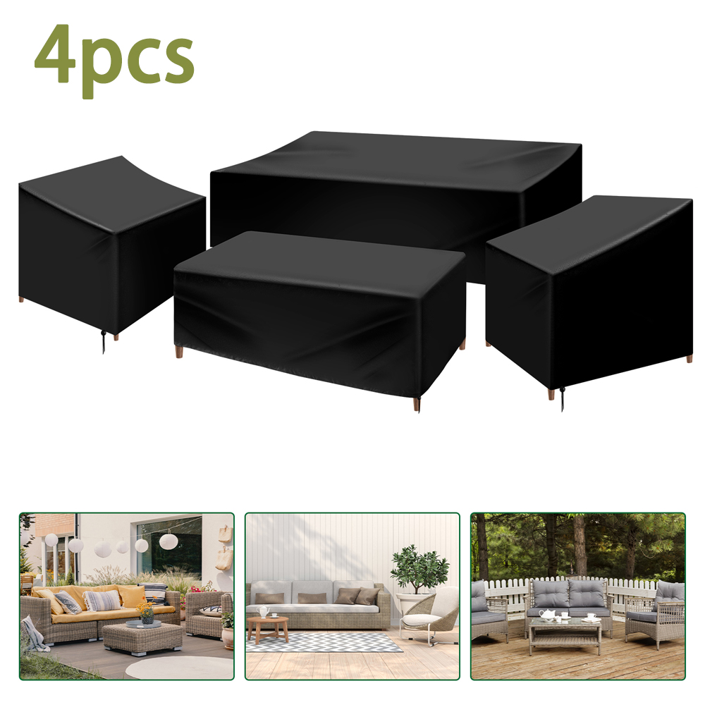 Outdoor Furniture Varnish - ชุดผ้าคลุมเฟอร์นิเจอร์สำหรับลานบ้าน 4 ชิ้น ผ้าคลุมเฟอร์นิเจอร์สำหรับลานบ้านแบบกันน้ำ ทนทานพิเศษ ผ้าอ็อกซ์ฟอร์ด