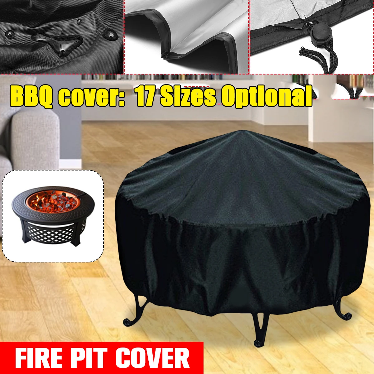 Outdoor Furniture Varnish - กันน้ํา Patio Fire Pit Cover สีดํา