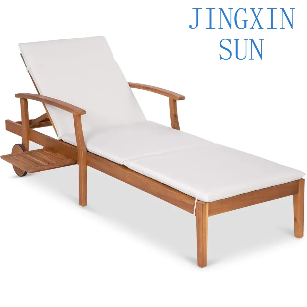 Outdoor Furniture Without Cushions - เก้าอี้พักผ่อนไม้กระถินเทศขนาด 79x26 นิ้ว พร้อมที่วางขา ปรับเอนได้ เฟอร์นิเจอร์กลางแจ้งสำหรับลานบ้าน