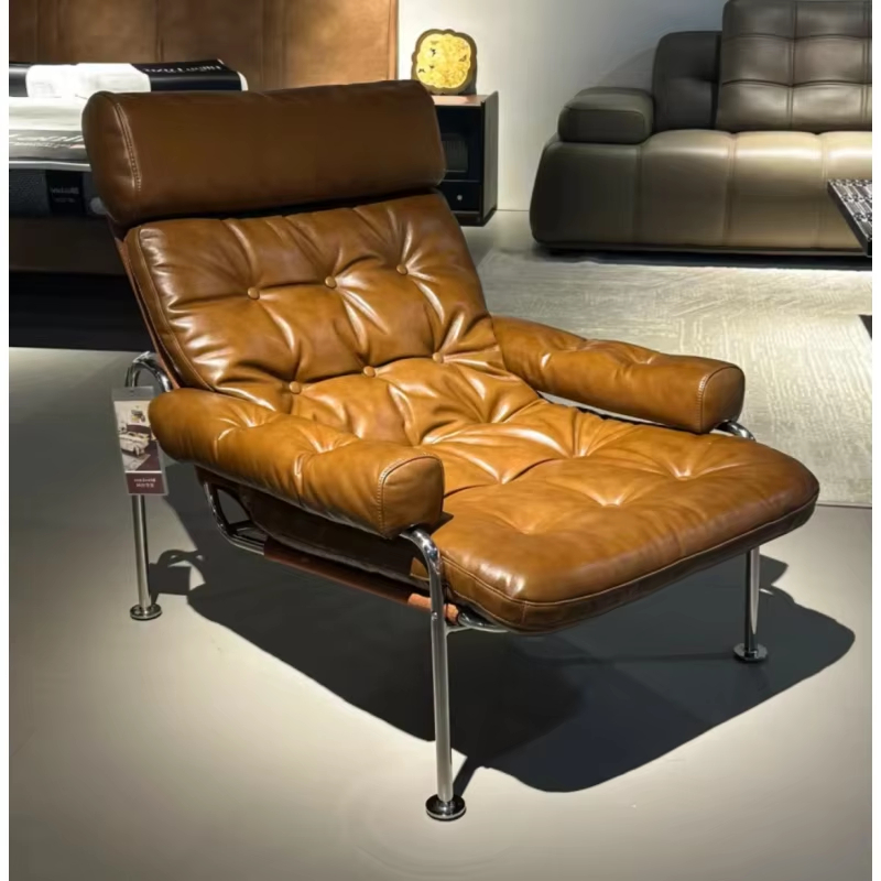Outdoor Furniture Brand - ดีไซน์ใหม่ล่าสุด หนังแท้สุดหรูทันสมัย เก้าอี้พักผ่อนกลางแจ้งแบบพกพา ทนทาน ใช้งานได้หลากหลาย เหมาะสำหรับห้องนั่งเล่นและห้องนอน