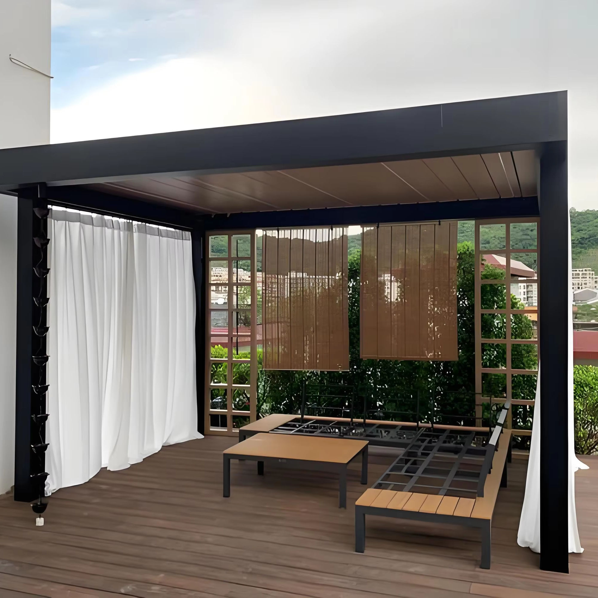 ศาลาอลูมิเนียมอัลลอยเคลือบผงป้ - Outdoor Furniture Gazebo บทวิจารณ์และราคา