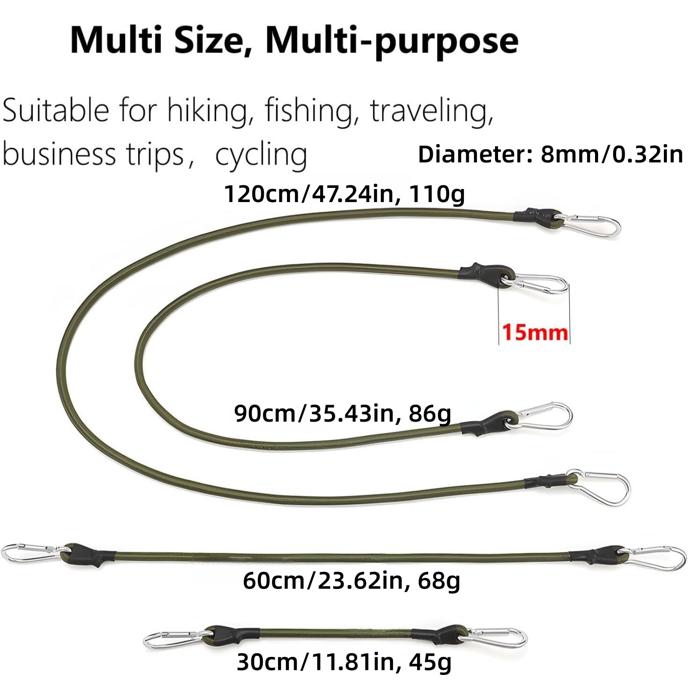 เชือกยืดหยุ่น 2 ชิ้น พร้อมตะขอ - Outdoor Furniture Rope บทวิจารณ์และราคา