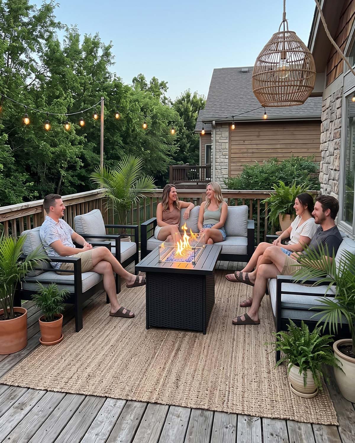 ชุดเฟอร์นิเจอร์อะลูมิเนียมสำหร - Outdoor Furniture Fire Pit Set บทวิจารณ์และราคา
