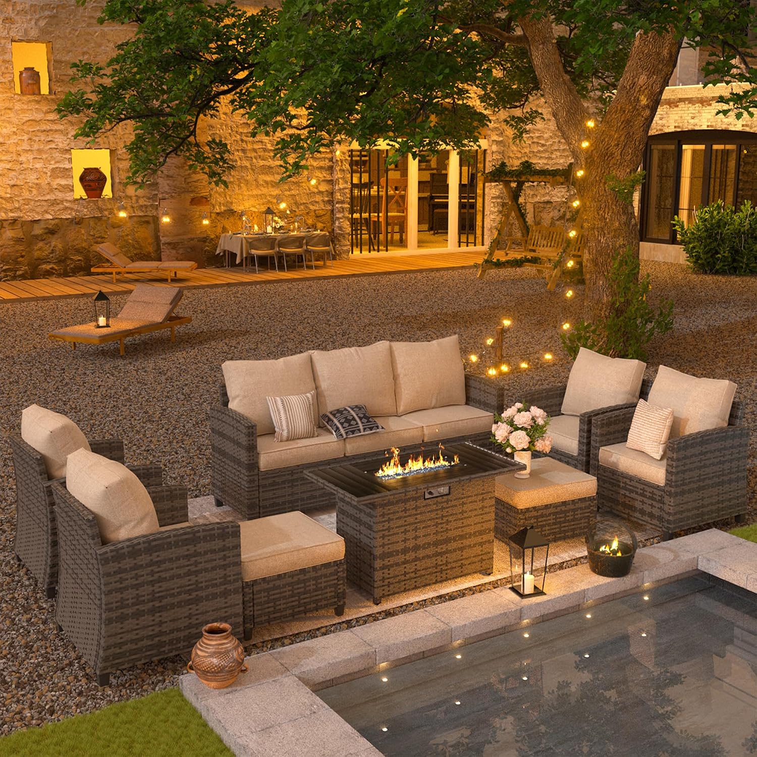 ชุดเฟอร์นิเจอร์ลานกลางแจ้งพร้อ - Outdoor Furniture Fire Pit Set บทวิจารณ์และราคา