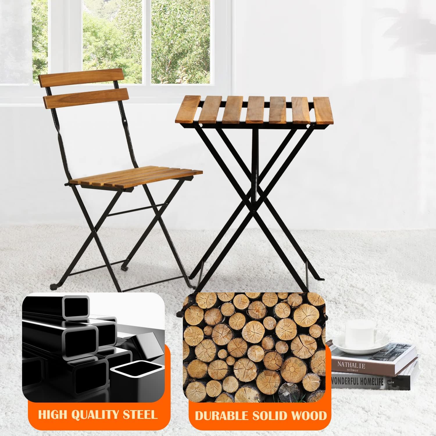 ชุดโต๊ะบิสโทรพับได้ 3 ชิ้น ทำจ - Outdoor Furniture Table บทวิจารณ์และราคา