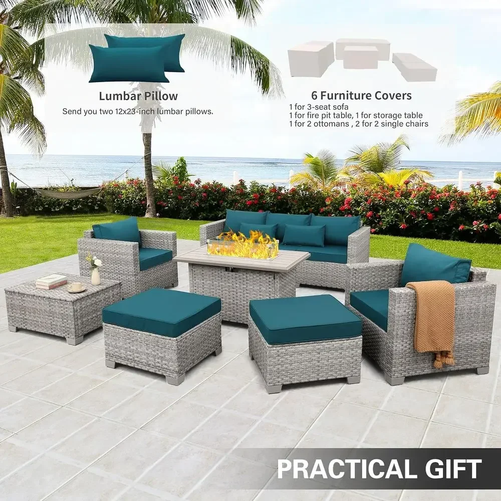 ชุดเฟอร์นิเจอร์หวายเทียมสีเทาส - Outdoor Furniture Fire Pit Set บทวิจารณ์และราคา