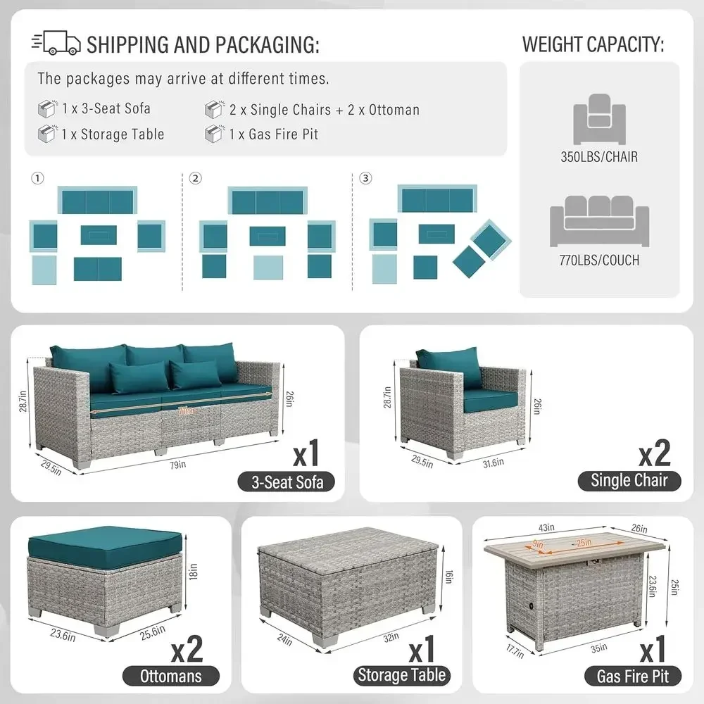 ชุดเฟอร์นิเจอร์หวายเทียมสีเทาส - Outdoor Furniture Fire Pit Set บทวิจารณ์และราคา