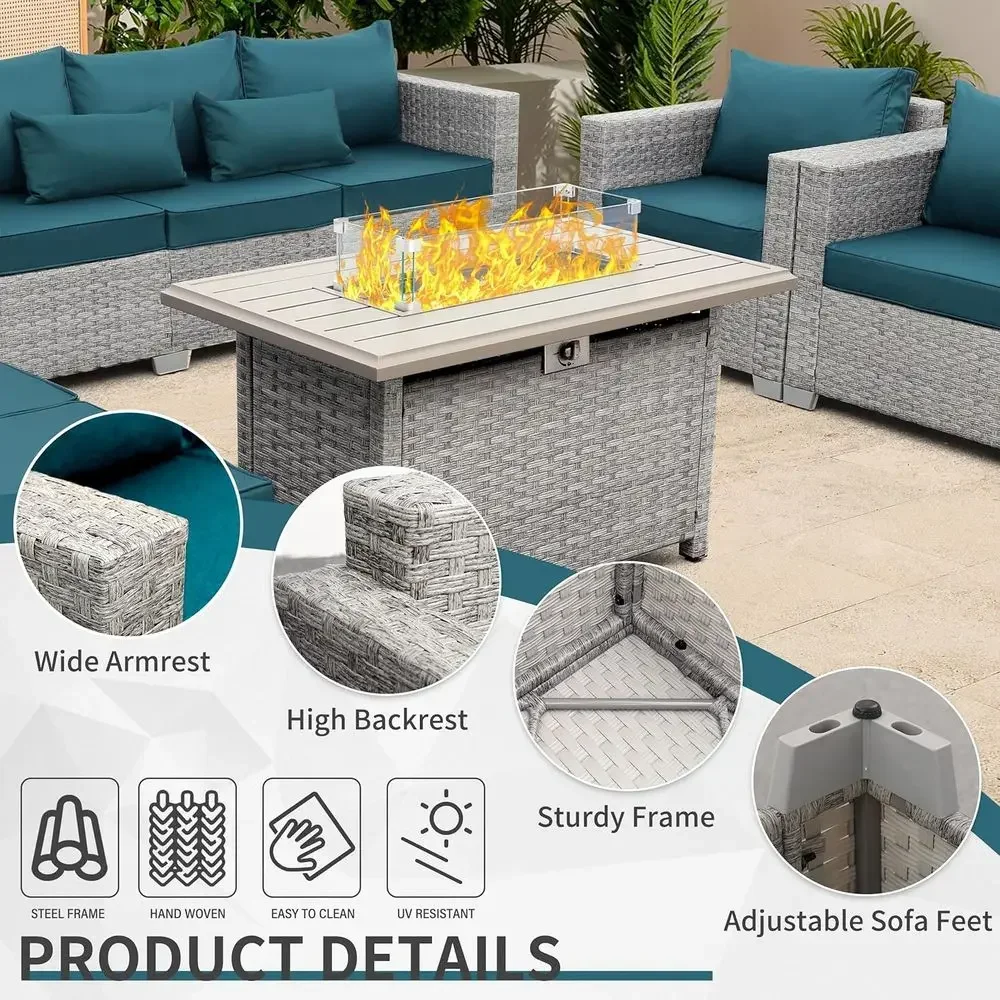 ชุดเฟอร์นิเจอร์หวายเทียมสีเทาส - Outdoor Furniture Fire Pit Set บทวิจารณ์และราคา