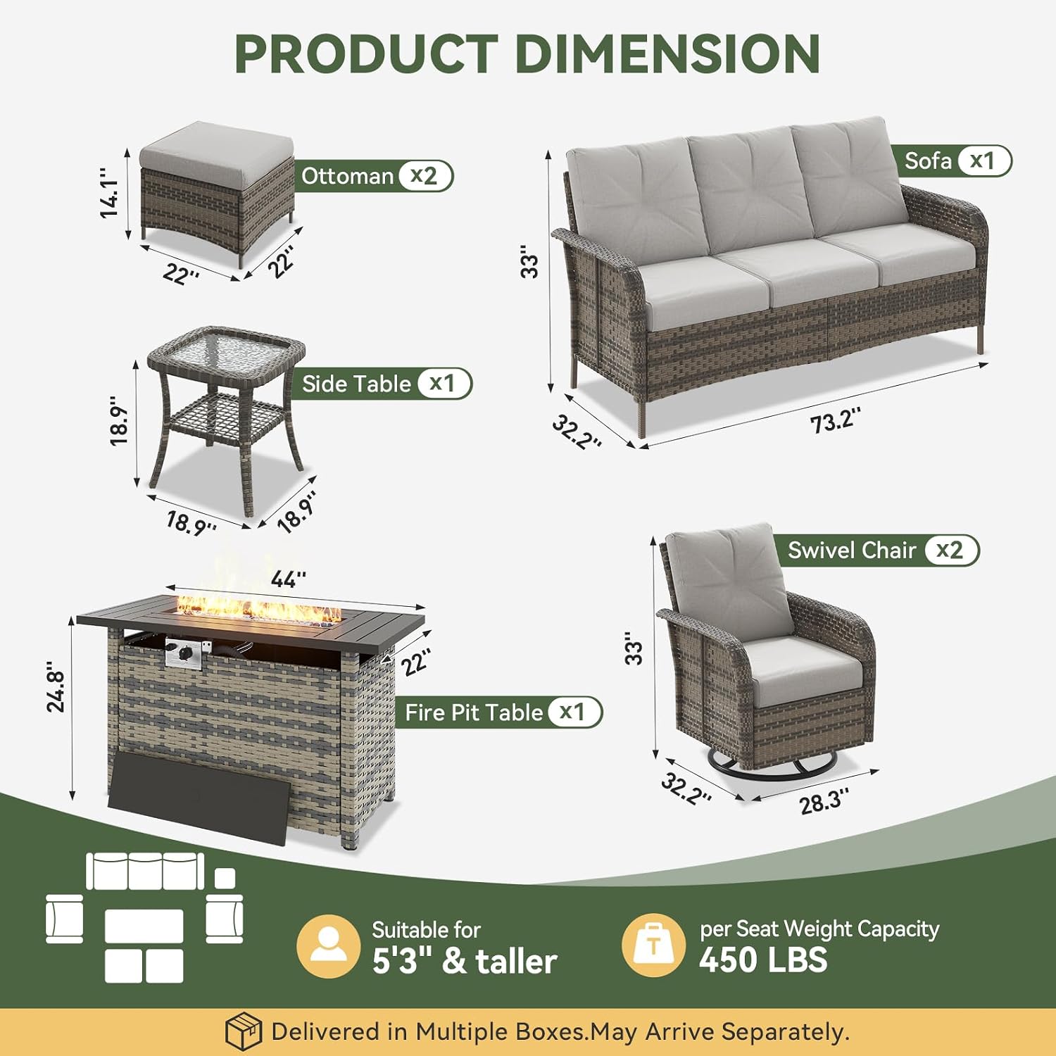 ชุดเฟอร์นิเจอร์หวาย 7 ชิ้น พร้ - Outdoor Furniture Fire Pit Set บทวิจารณ์และราคา