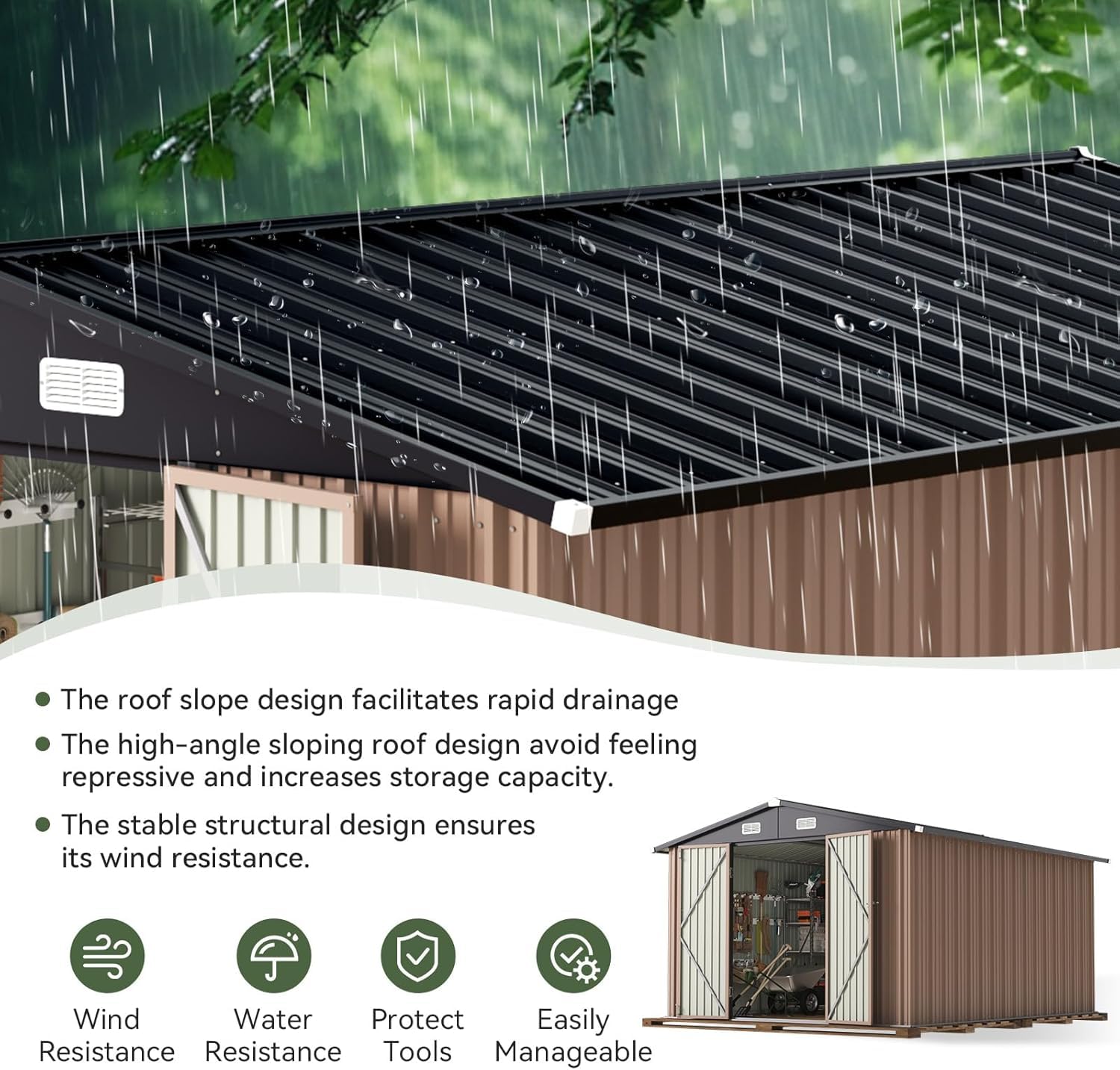 โรงเก็บของกลางแจ้งขนาด 12 x 10 - Outdoor Furniture Metal บทวิจารณ์และราคา