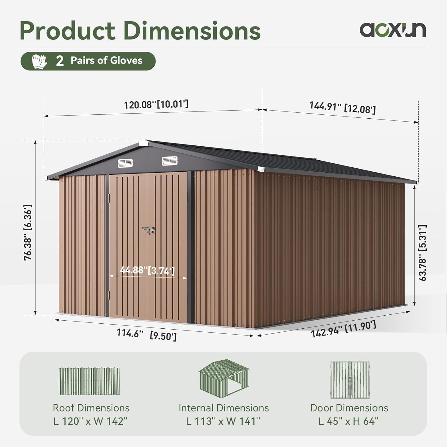 โรงเก็บของกลางแจ้งขนาด 12 x 10 - Outdoor Furniture Metal บทวิจารณ์และราคา