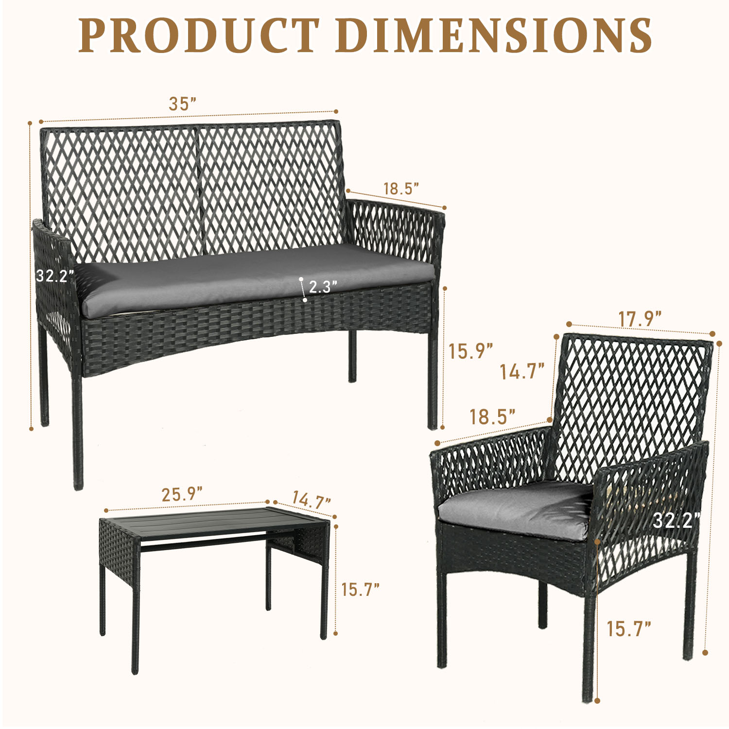 ชุดเฟอร์นิเจอร์ลานกลางแจ้ง 4 ช - Outdoor Furniture Without Cushions บทวิจารณ์และราคา