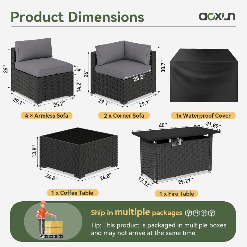 ชุดเฟอร์นิเจอร์ลานบ้าน Aoxun 8 - Outdoor Furniture Fire Pit Set บทวิจารณ์และราคา